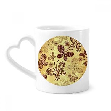 Imagem de Caneca de papel de parede borboleta amarela café cerâmica copo de coração de vidro