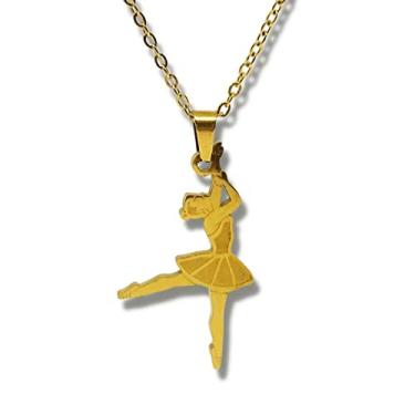 Imagem de Colar Bailarina Feminino em Aço Inox Banhado a Ouro 18k