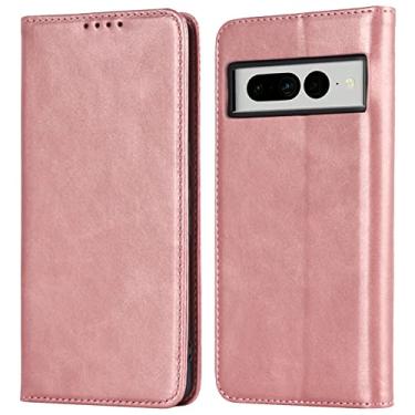 Imagem de YINGDAFENG Capa carteira para Google Pixel 7, capa flip de proteção magnética de couro PU com slots para cartão função de suporte e proteção da câmera à prova de choque TPU interno, rosa