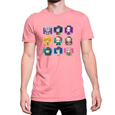 Imagem de Camiseta T-Shirt Demon Slayer Chibi Personagens Cor:Rosa;Tamanho:M