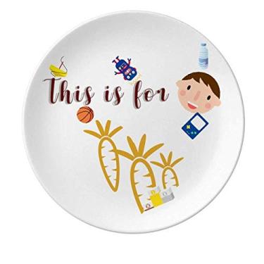 Imagem de Prato de porcelana com estampa de cenoura feliz para jantar e homem