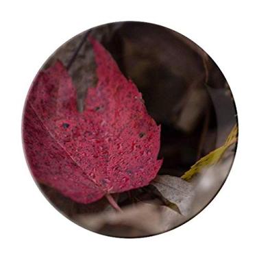 Imagem de Simpol Placa de imagem de planta de folha de bordo vermelha decorativa de porcelana Salver louças de jantar