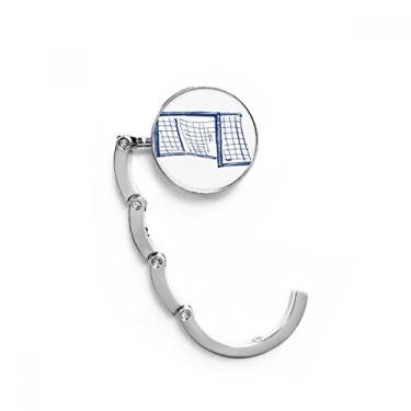 Imagem de Gancho de mesa com padrão de rede de futebol azul, gancho decorativo de extensão dobrável