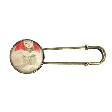 Imagem de Boneca de fantoche estilo chinês aquarela retrô broche de metal joia