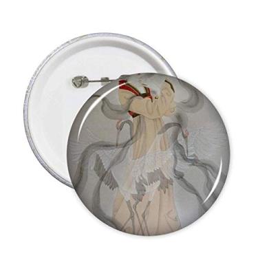 Imagem de Broches de pintura chinesa de beleza, dobrável, emblema, acessório, 5 peças