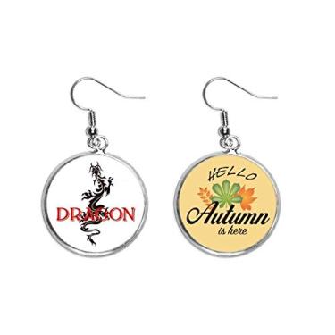 Imagem de Brinco de folha de outono com orelhas de dragões ocidentais orientais de mito animal