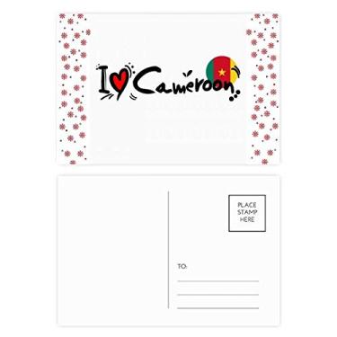 Imagem de I Love Cameroon Bandeira com a palavra Love Heart Ilustration Christmas Christmas Flower Celebration Cartão postal Blessing Mailing Card