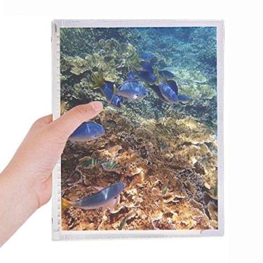 Imagem de Caderno colorido oceano com imagem natureza ciência de peixe folha solta diário recarregável artigos de papelaria