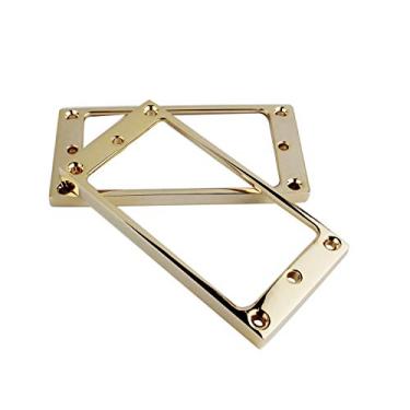 Imagem de Guyker Flat Metal Humbucker Pickup Mounting Ring Set - Bridge Neck Pickups Cover Frame Replacement Part for Electric Guitar or Precision Bass(2PCS, Golden)