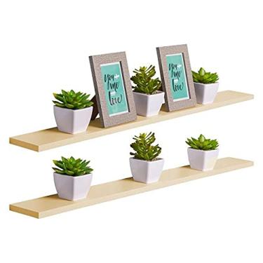 Imagem de Kit 2 Prateleiras 100 x 20cm Bege Claro Suporte Invisível