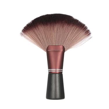 Imagem de espanador de cabelo,mewmewcat Escova de corte de cabelo pescoço espanador para cabeleireiro profissional ferramenta de limpeza com cabo de madeira salão de cabeleireiro barbeiro