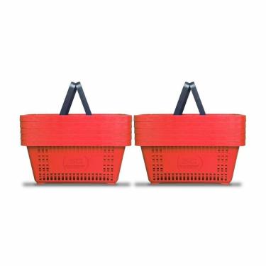 Imagem de Kit - 10 Cestos Compras Plástica D100 Cód. 3000 Vermelho - Della Plast