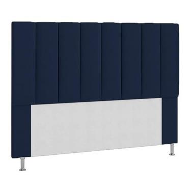 Imagem de Cabeceira Cancun Para Cama Box Queen 160 Cm Suede Azul Marinho - LM DECOR