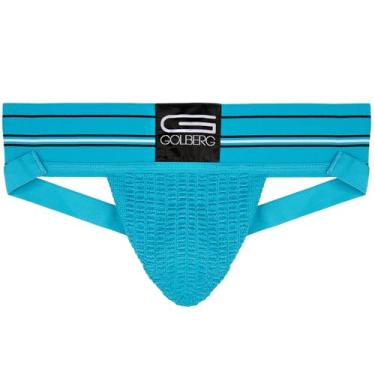 Imagem de Golberg – Suporte atlético clássico de banda larga de 7,6 cm – Cintura elástica com alça de ajuste – Cor sólida – malha elástica, Turquesa neon, Single Pack - L