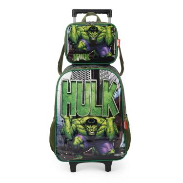 Imagem de Kit de Mochila Infantil de Rodas com Lancheira Hulk - Luxcel