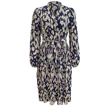 Imagem de UIFLQXX Vestido maxi plus size para mulheres outono novo vestido plissado estampado manga longa vestido rodado vestido floral vintage, Azul, P