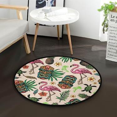 Imagem de Tapete pequeno redondo tropical colorido flamingo esperança totem antiderrapante tapete de chão tapete de decoração de casa tapetes macios de 8 cm de diâmetro para entrada lavanderia sala de estar