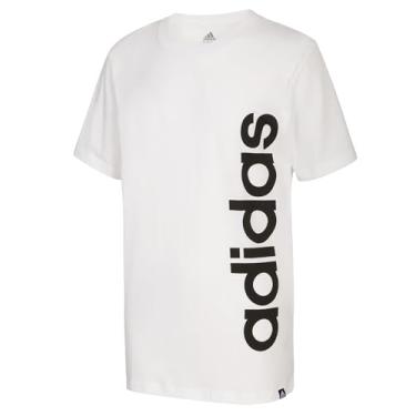 Imagem de adidas Camiseta masculina de manga curta com logotipo de jérsei de algodão, Núcleo branco, G