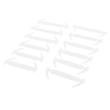 Imagem de Milageto 12 Peças Sem Preguiçoso Cadarço Fácil Silicone Elastic Fácil Laces de Bota, Branco, como descrito
