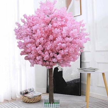 Imagem de Flor artificial rosa flor de cerejeira árvore simulada árvore de flor de cerejeira artificial - para interior/exterior/festa/restaurante/shopping planta artificial,Round-2x2m/6.6x6.6ft