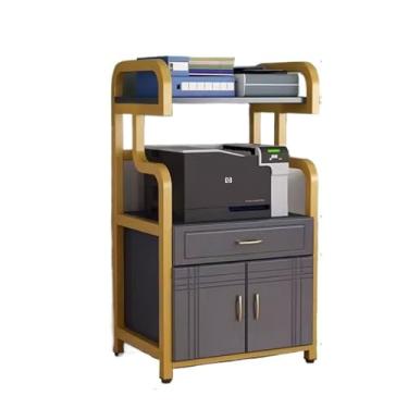 Imagem de GRFIT Suporte de impressora de escritório prateleira de ferro prateleira de sala de estar mesa de chão organizador de estante levantada simples impressora de mesa (cor: preto, tamanho: 4 camadas)