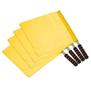 Imagem de PATIKIL Bandeira de árbitro, pacote com 4 alças de esponja de poste de aço inoxidável para futebol futebol pista e campo esportes linesman comando sinal manual, amarelo