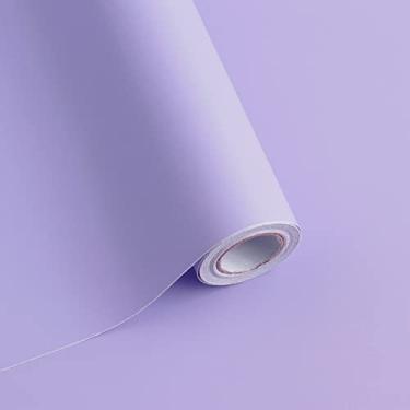 Imagem de Papel de parede roxo 299.7 cm x 45.0 cm cor sólida papel de parede de contato roxo cor sólida autoadesivo removível papel de parede para móveis de parede revestimento de armário rolos de vinil