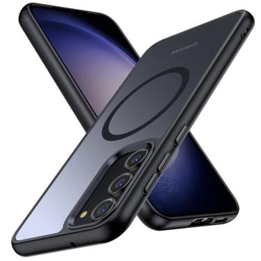 Imagem de YSLBWLE Capa magnética para Galaxy S23, [compatível com magnético], [proteção contra quedas de grau militar de 3 metros] fina protetora translúcida fosca, TPU + PC capa protetora de luxo para celular