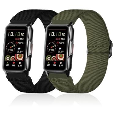 Imagem de Lzwldan Pacote com 2 pulseiras elásticas de nylon para relógio inteligente Mindrose H80 de 1,4 polegadas, pulseiras elásticas macias para relógio Mindrose H80 rastreadores de atividades IP68 para