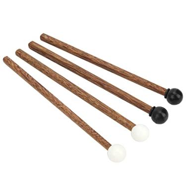 Imagem de Maquete de percussão de borracha, 4 peças de marretas de tambor de língua de aço, peça de instrumento musical de percussão, cabo de madeira de 16,5 cm de comprimento