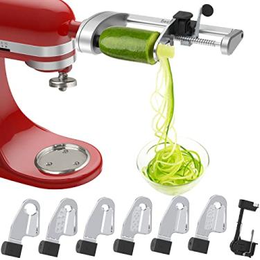 Imagem de Bestand Acessório espiralizador compatível com batedeira KitchenAid embalada com casca, núcleo e fatia, fatiador de vegetais (não espiralizador da marca KitchenAid) (7 lâminas)