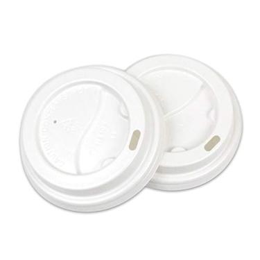 Imagem de Yes!Fresh Tampa plana de poliestireno PS para copo quente de papel de 227 g, diâmetro de 80 mm. (100 unidades, tampa branca)