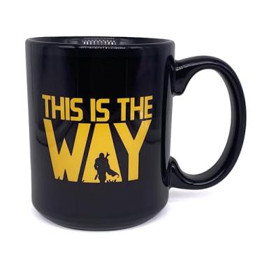 Imagem de Caneca de café com citação “This Is The Way” da Star Wars, inspirada na série de TV Mandaloriana, 325 ml de cerâmica preta, lavável no micro-ondas, não desbota, presente de dia dos pais, marido, aniversário de namorado