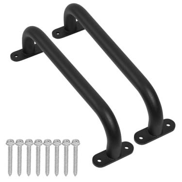 Imagem de Purife Cabo de segurança para playground de metal preto de 33 cm, pacote com 2 - alças de brinquedo, conjunto de balanço, barra de apoio para casa de brinquedo, alça de mão para academia na selva