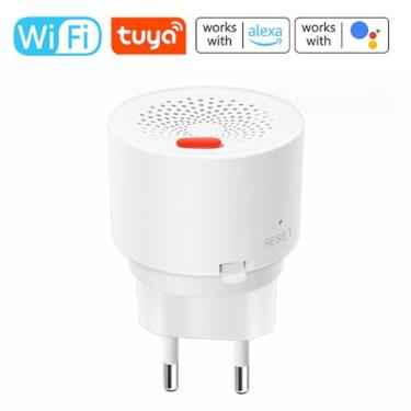 Imagem de SZITW Plug-in de alarme de gás natural WiFi Detector de gás combustível Suporte para controle de APP Gases inflamáveis/metano/propano/butano/GLP/GNL Detecção para trailer doméstico