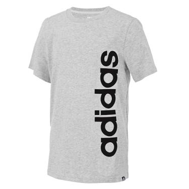 Imagem de adidas Camiseta masculina de manga curta com logotipo de jérsei de algodão, Núcleo cinza mesclado claro, G