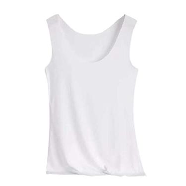 Imagem de Bidbory Camiseta feminina com boa elasticidade e ombro de fora lavável, Branco, 4G