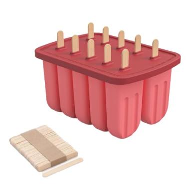 Imagem de Moldes para picolés, máquina de picolé de gelo congelado caseiro de 10 cavidades - livre de BPA, moldes de congelador de silicone com bastões, molde de picolé de gelo faça você mesmo para crianças,