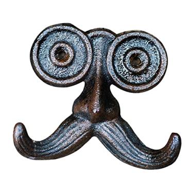 Imagem de Luzhengyang Cabide inovador de ferro fundido | Porta-chaves decorativas e organizador de ferramentas de jardinagem | Suporte de parede para banheiro e cozinha | Design de barba chique | 11 x 9 cm