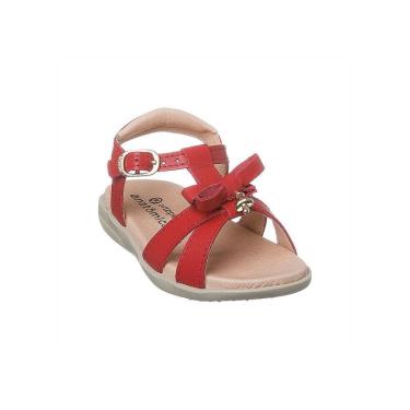 Imagem de Sandália Infantil Feminina Ortopé Autêntica Couro com Laço Vermelha