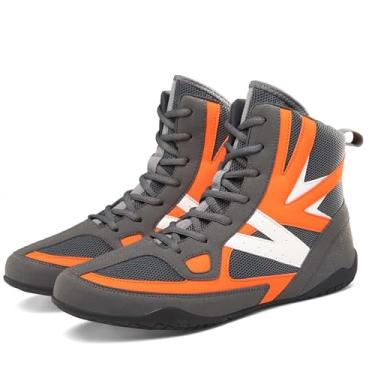 Imagem de Sapatos de boxe masculinos e femininos respiráveis para luta livre antiderrapante tênis de luta livre masculino juvenil para treinamento, Laranja, 13 Women/12 Men