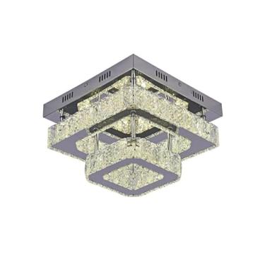 Imagem de LUSTRE PLAFON QUADRADO CRISTAL INOX LED 36W 3EM1 BIVOLT LTX-007