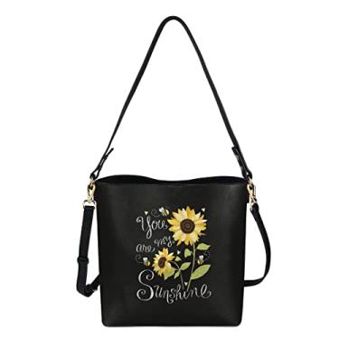 Imagem de GOSTONG Bolsa feminina mensageiro, bolsa transversal, alça ajustável, Impressão de girassol My Sunshine