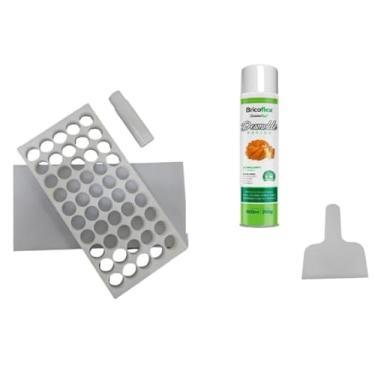 Imagem de Placa Porcionadora de Doces Brigadeiro Beijinho 18g 45 Furos + Espátula + Desmoldante