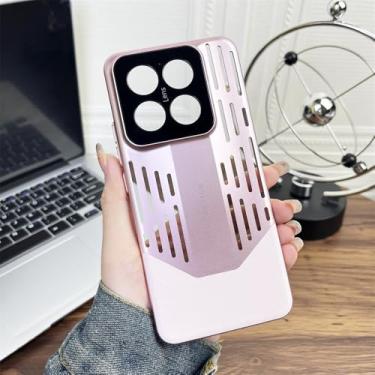 Imagem de Capa de telefone de dissipação de calor de esqueleto de luxo para Xiaomi 14 13 Pro 14Pro 13Pro Protetor de câmera de lente completa Capa de resfriamento respirável, rosa, para Xiaomi 14