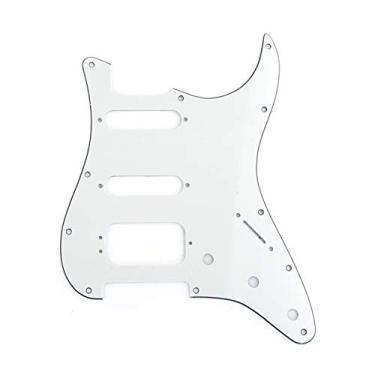 Imagem de Musiclily Pro 11 Furos Canto Redondo Escudo Guitarra HSS Strato Pickguard para Stratocaster EUA/Mexicana com 3 Parafusos para Montagem de Humbucker Captadores Abertos,3 Camadas Pergaminho