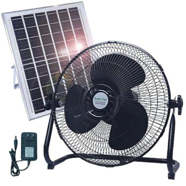 Imagem de AFSEMOS Ventoinhas solares externas de 30,5 cm para pátios, energia solar e CA com carregamento combinado, ventilador recarregável grande é adequado para ventilação, acampamento, locais de trabalho ao