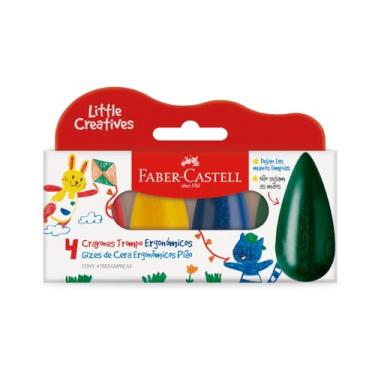 Imagem de Giz de Cera Little Creatives, Faber-Castell, Pião, Grosso, Infantil, Pré-escola, 4 Cores