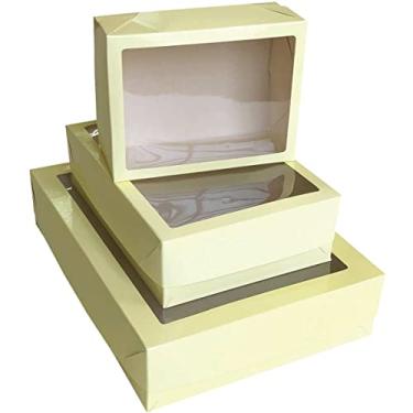 Imagem de Caixa Para Presente, Cristina, Grande, Com Tampa, 35x25,5x7,5 cm, Cores Suaves Sortidas, Com Visor, Pacote com 12