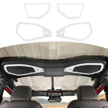 Imagem de JOSHELA Capa de acabamento para alto-falante de teto 2024 Jeep JL A Pillar Top Apto para Jeep Wrangler JL JLU Gladiator JT 2024 Up Branco Acessórios interiores 4 peças